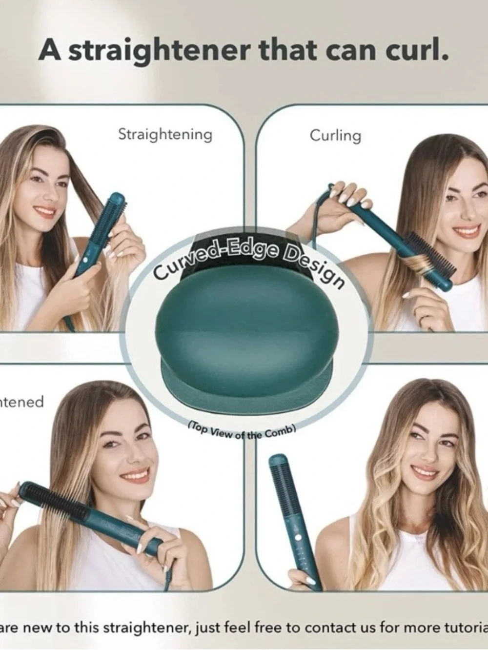 NIB Ceramic Heated Hair Straightening Brush - Women Hair Styler